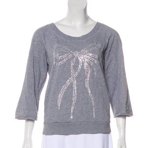 SEE BY CHLOE GREY SEQUIN EMBELLISH BOW SWEATSHIRT